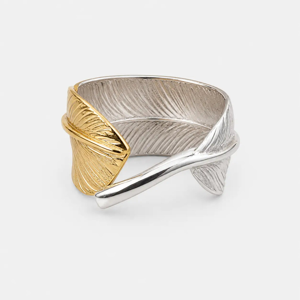 Goros Gold Tip Feather Ring With Metal - Silver And Gold