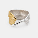 Goros Gold Tip Feather Ring With Metal - Silver And Gold