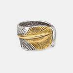 Goros Gold Tip Feather Ring With Metal - Silver And Gold