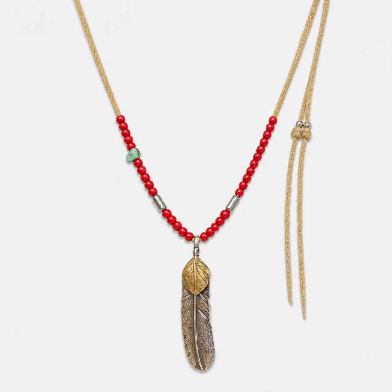 Goros Gold Top Feather Red Beads Setup