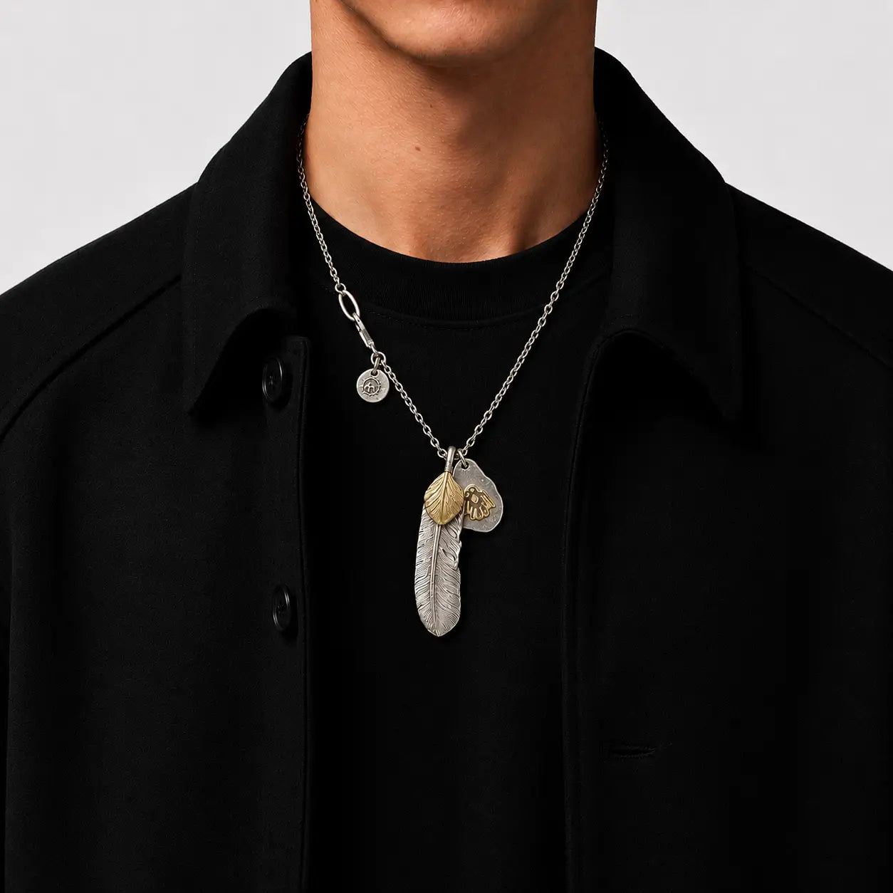 Goros Gold Top Feather With Metal Pendant Setup