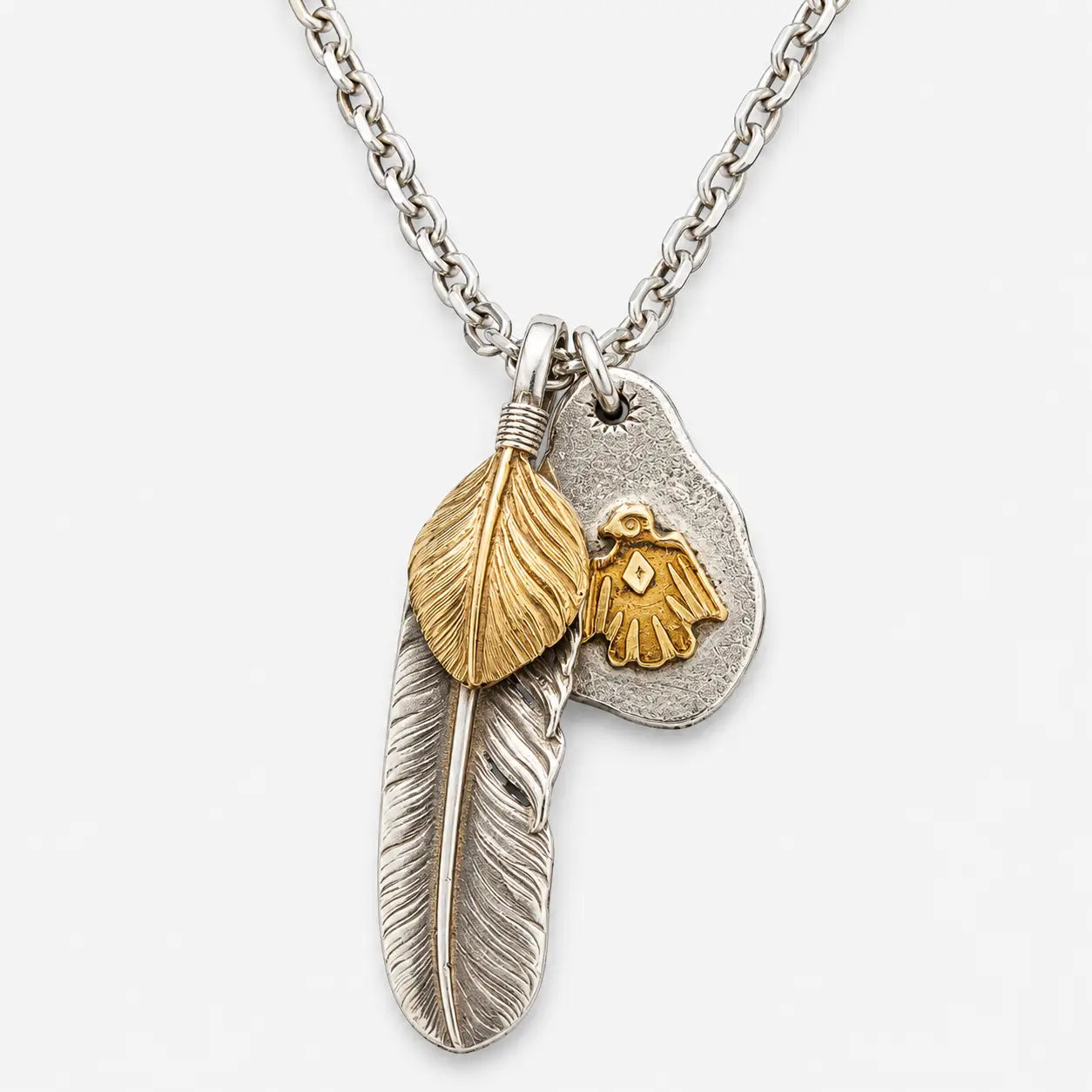 Goros Gold Top Feather With Metal Pendant Setup