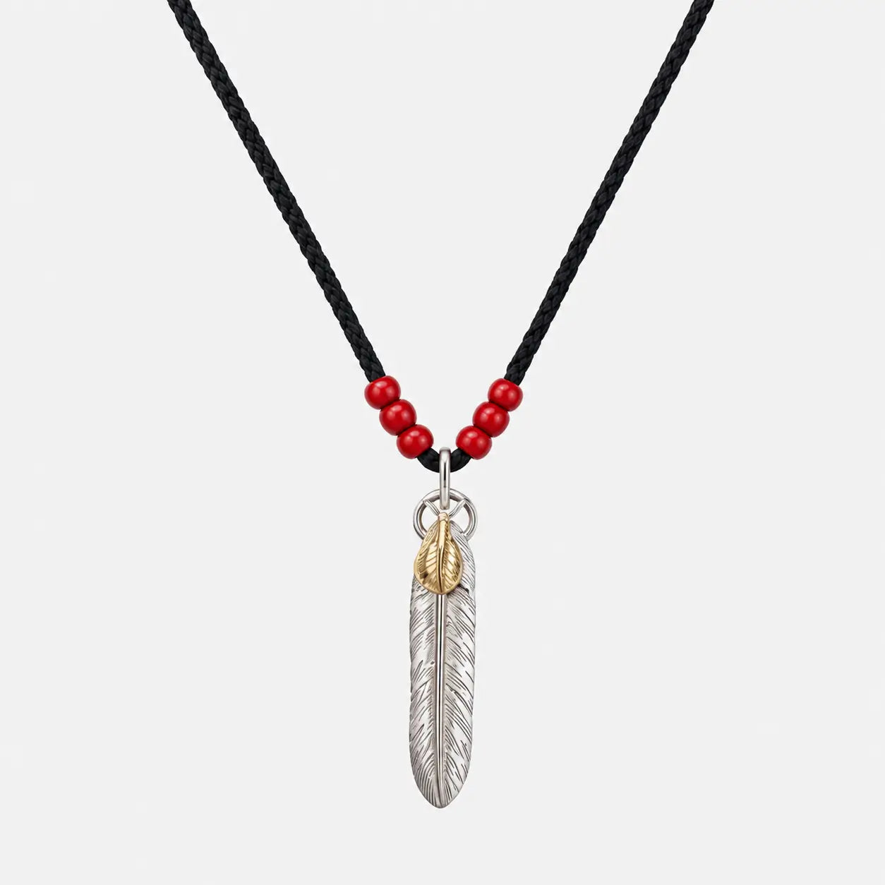 Goros Heart Wheel Feather(L) With Leather Cord Setup