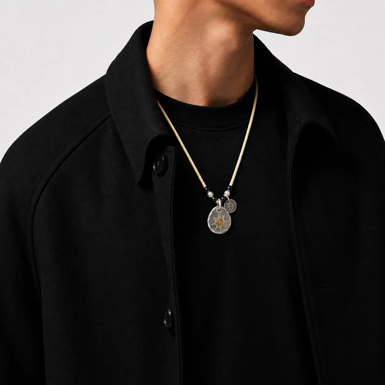Goros Metal Pendant Setup With Leather Cord