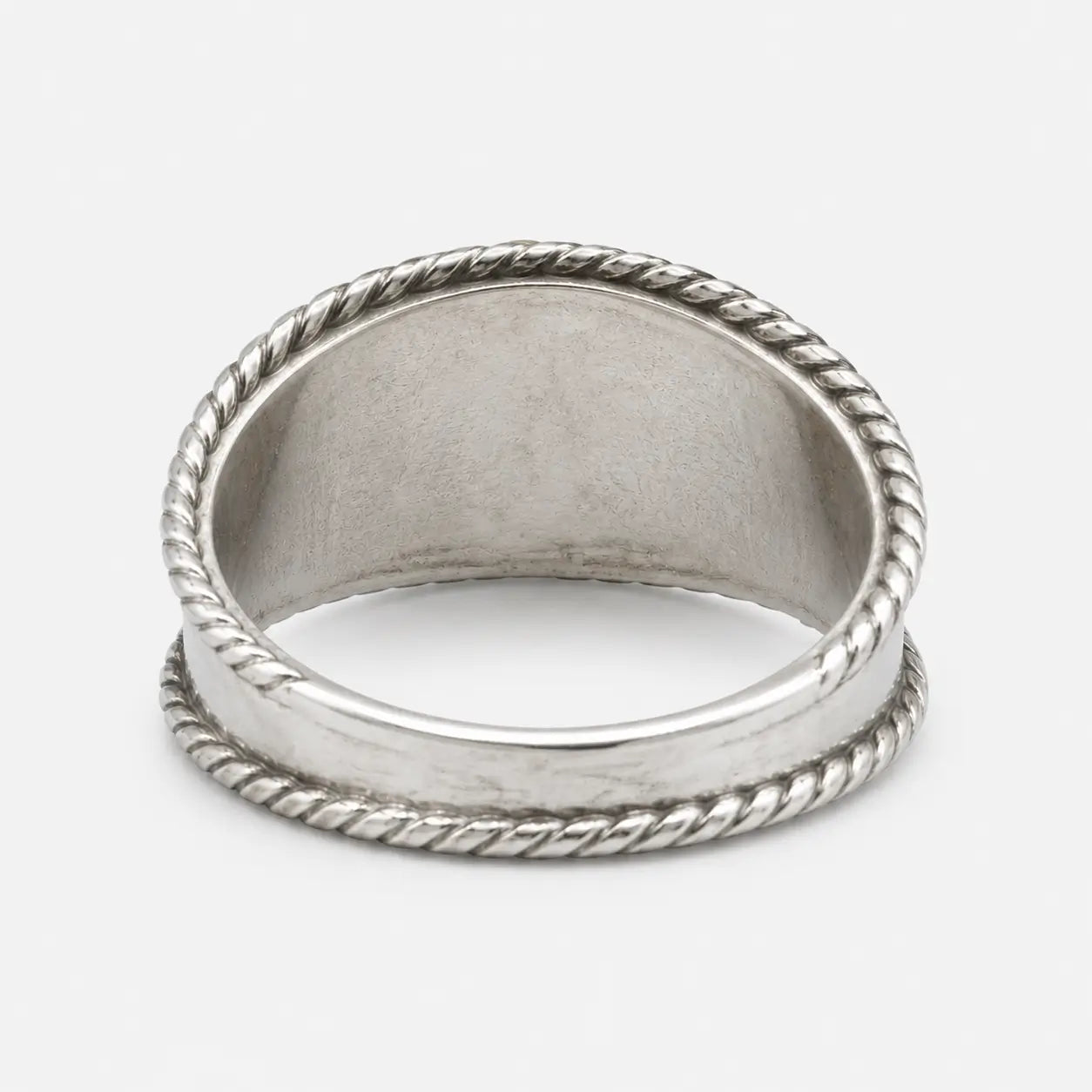 Goros Rope Cornered Ring With Eagle - Silver And Gold