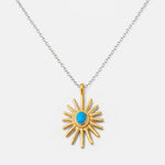 Goros Sea Urchin Pendant With Silver Rope Turquoise-Large