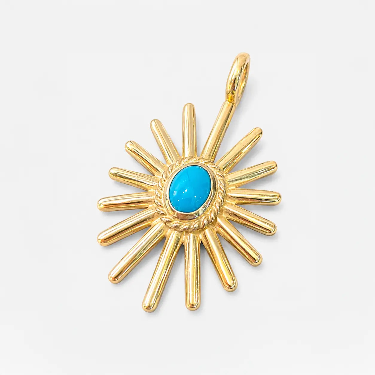 Goros Sea Urchin Pendant With Silver Rope Turquoise-Large