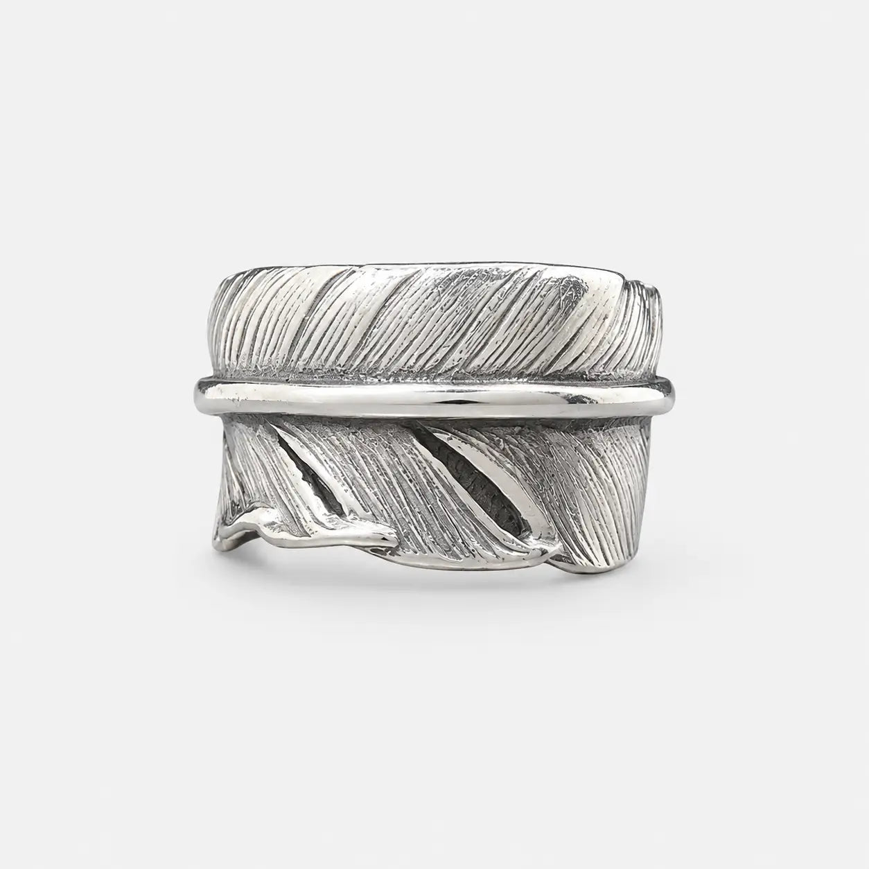 Goros Silver Feather Ring
