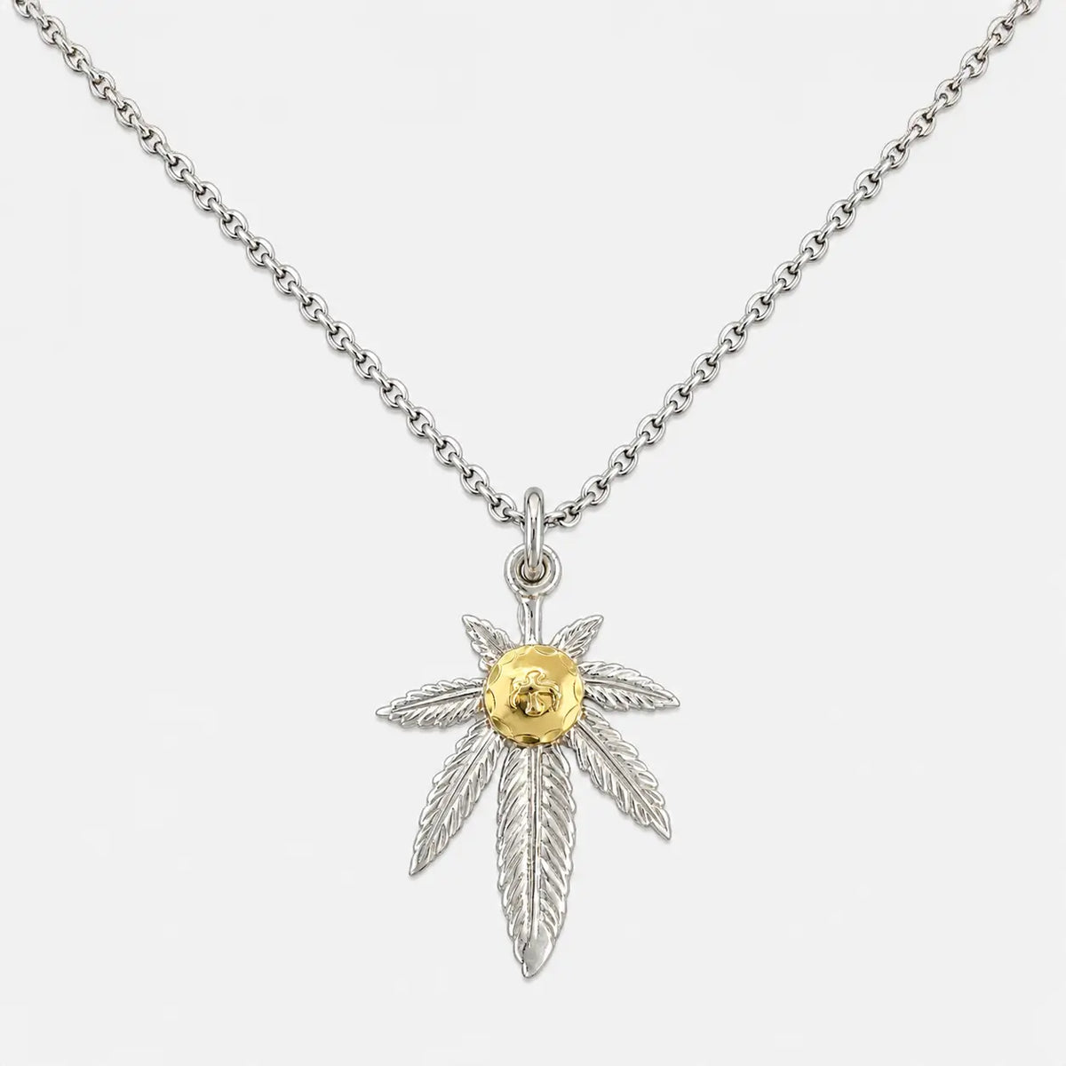 Goros Silver Grass Pendant With K18 Gold-Large