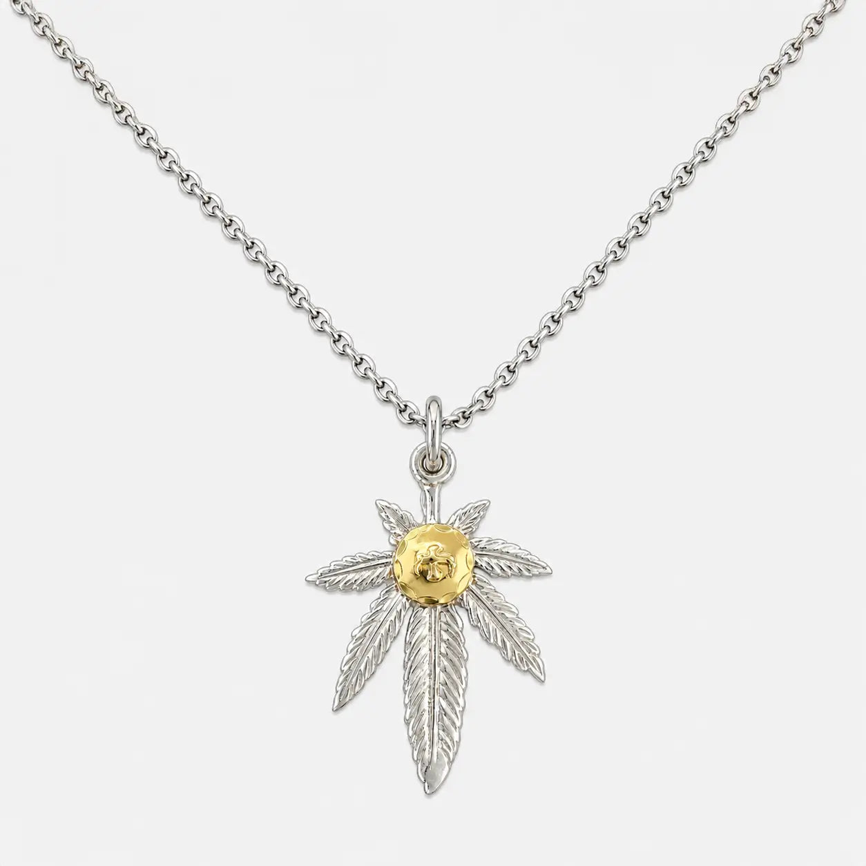 Goros Silver Grass Pendant With K18 Gold-Large