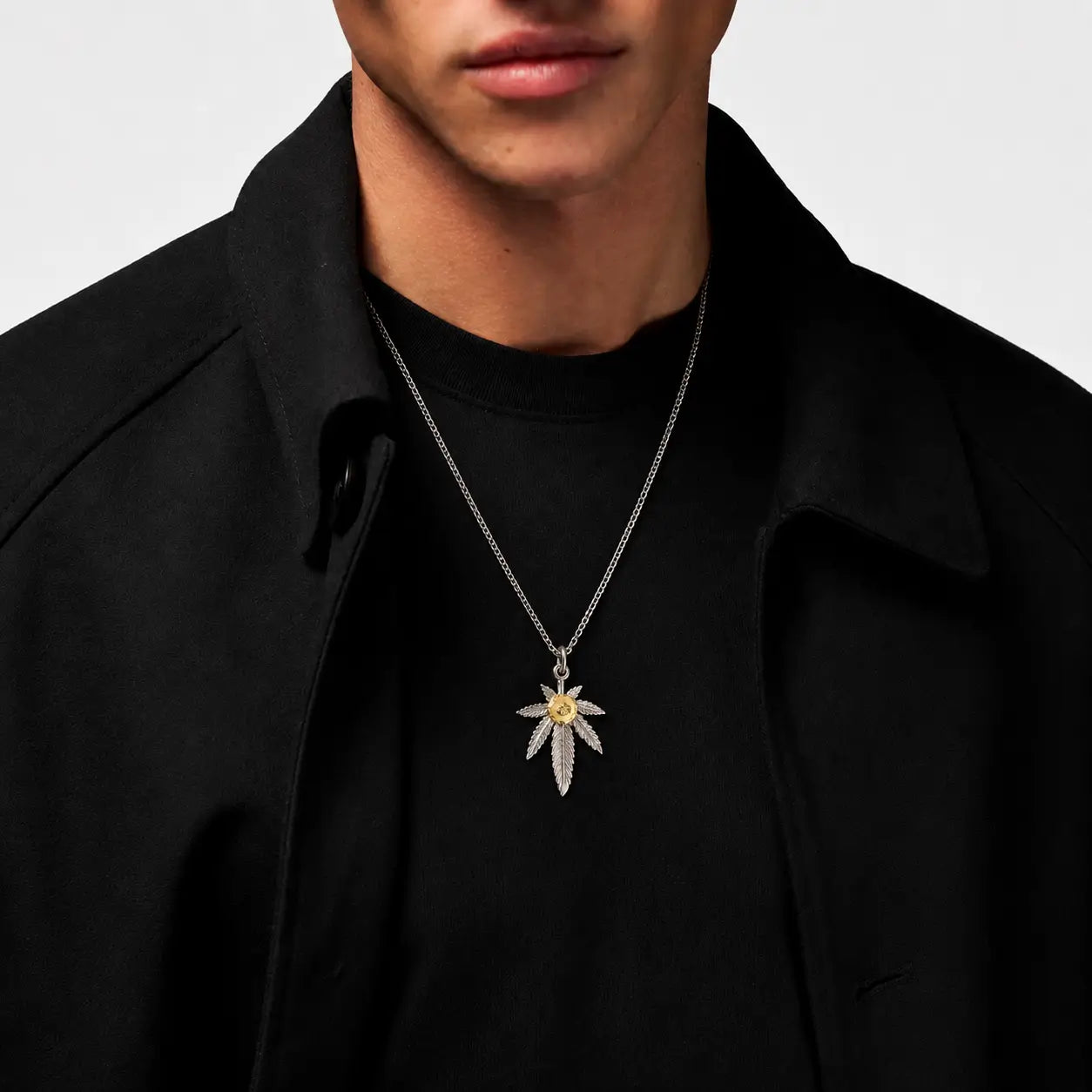 Goros Silver Grass Pendant With K18 Gold-Large
