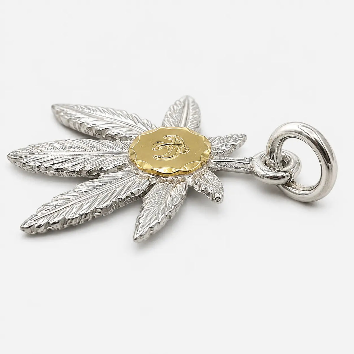 Goros Silver Grass Pendant With K18 Gold-Large