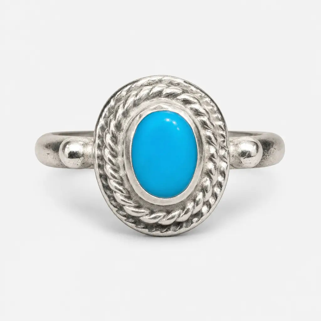Goros Silver Rope Turquoise Ring