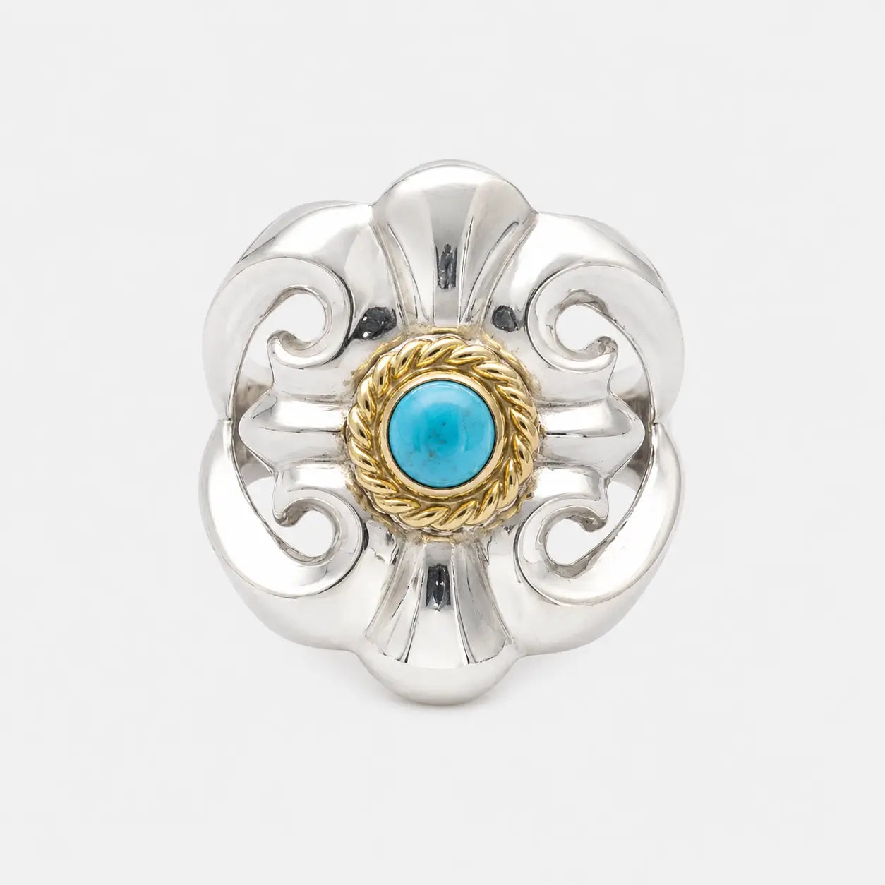 Goros Turquoise - Cast Ring With Gold Rope