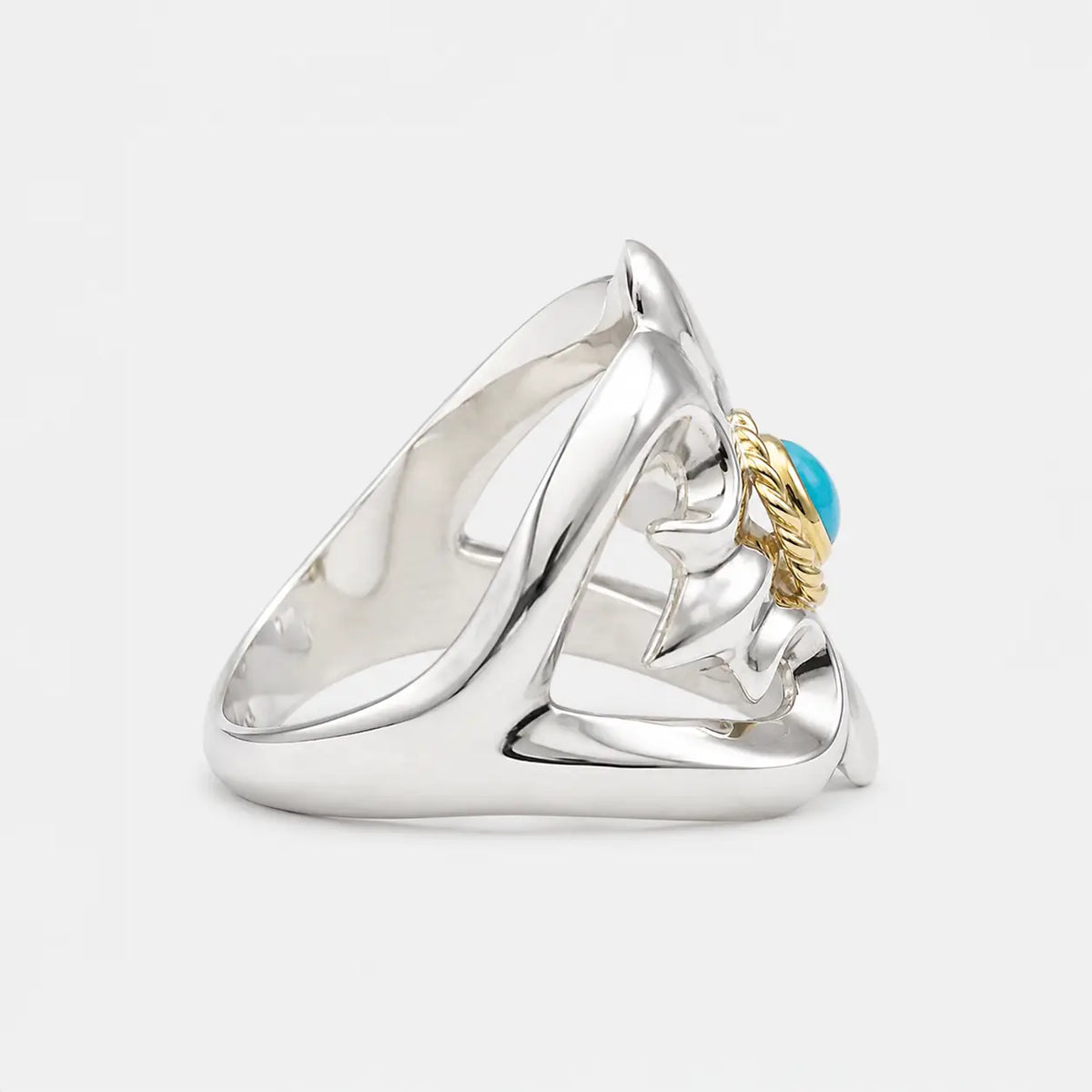 Goros Turquoise - Cast Ring With Gold Rope