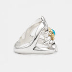 Goros Turquoise - Cast Ring With Gold Rope