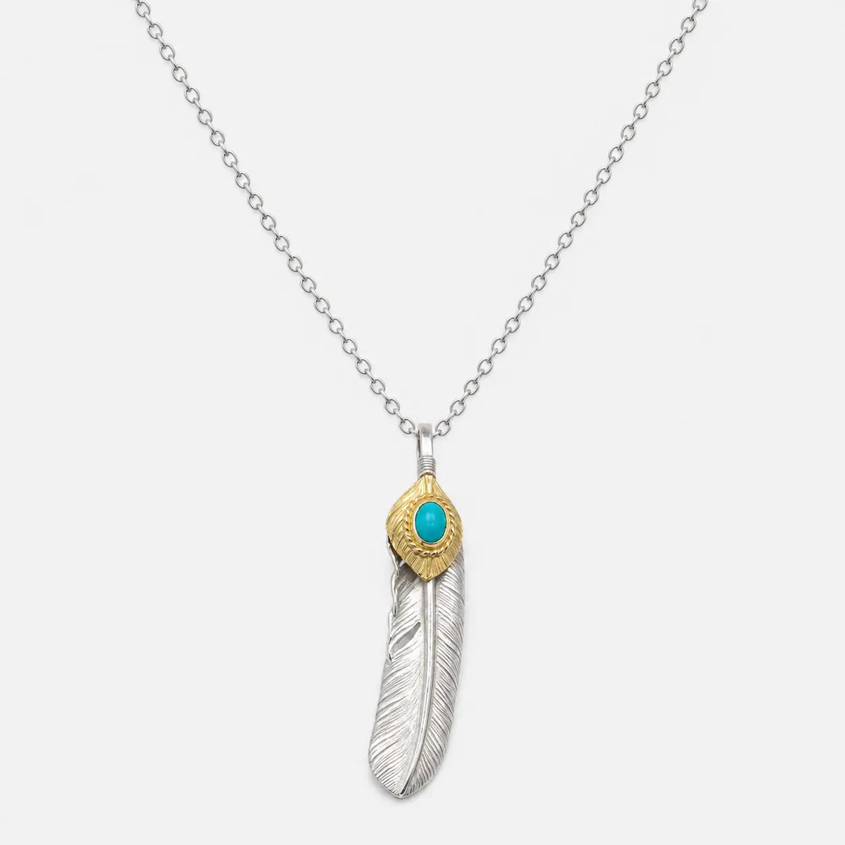 Goros Xl Turquoise Feather Gold Rope - Facing Right