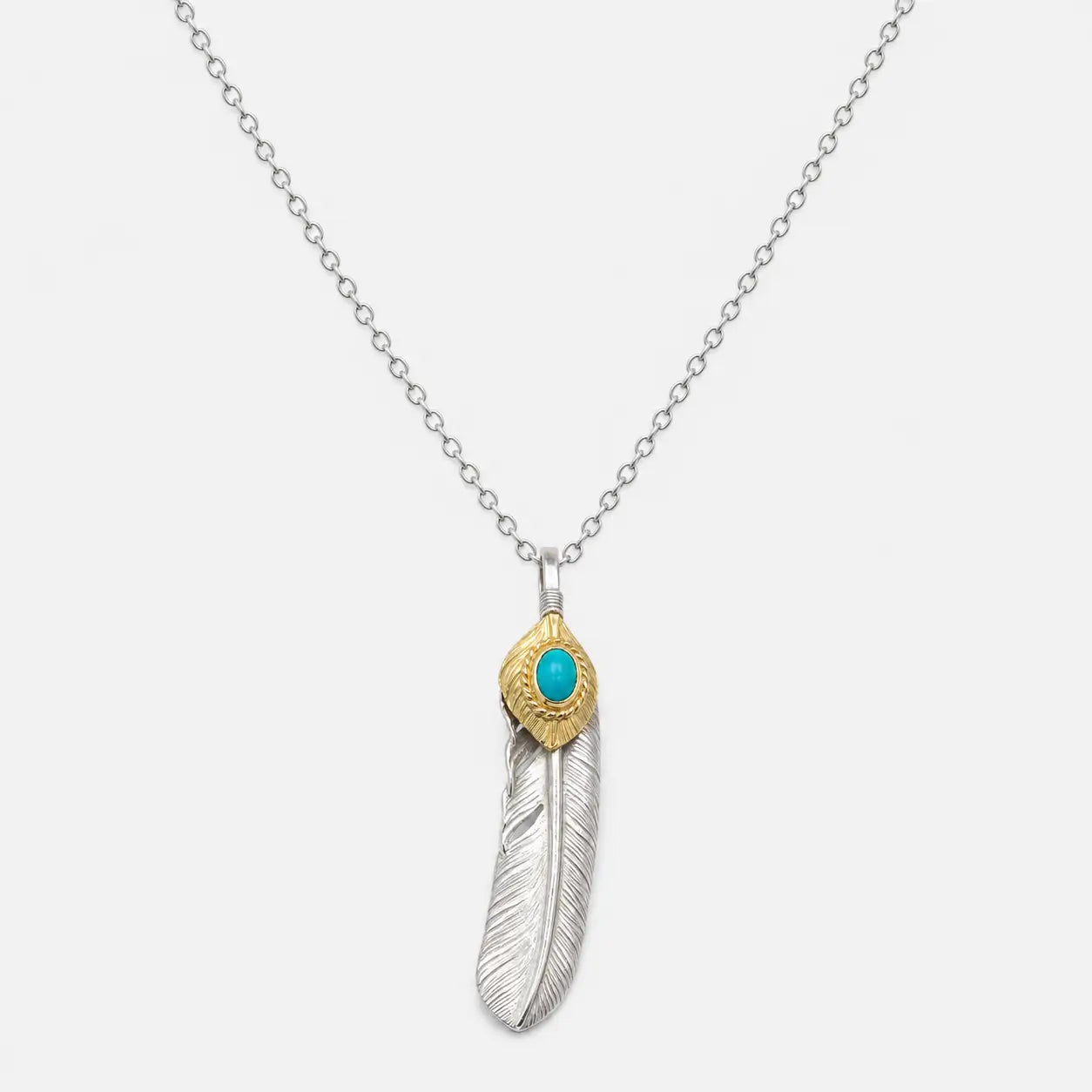 Goros Xl Turquoise Feather Gold Rope - Facing Right