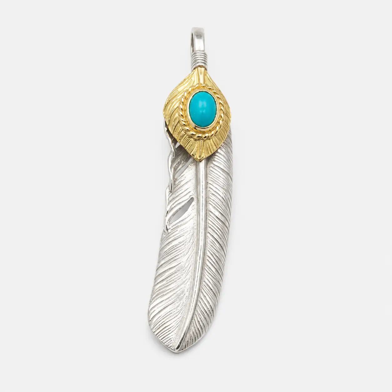 Goros Xl Turquoise Feather Gold Rope - Facing Right