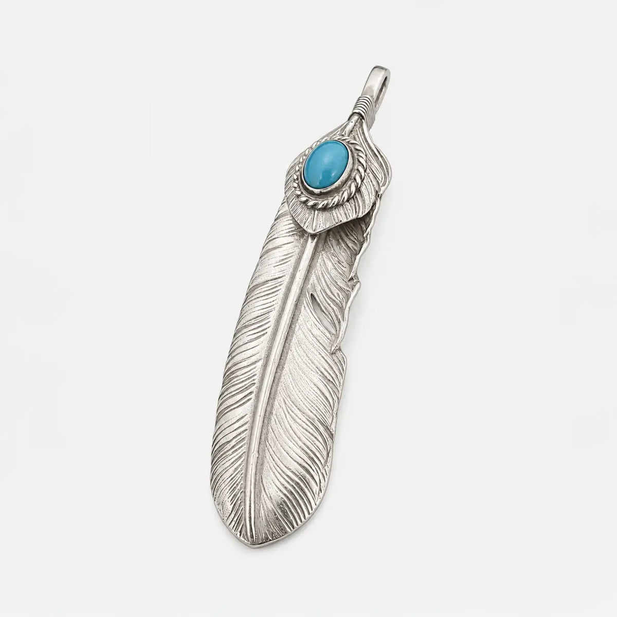 Goros Xl Turquoise Feather Silver Rope - Facing Left