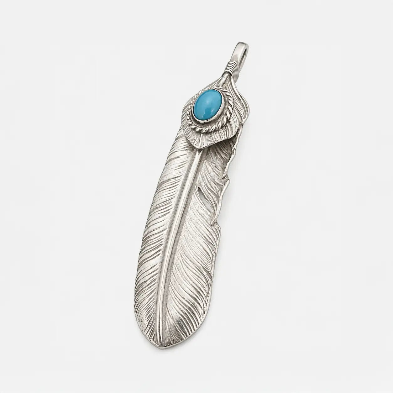 Goros Xl Turquoise Feather Silver Rope - Facing Left