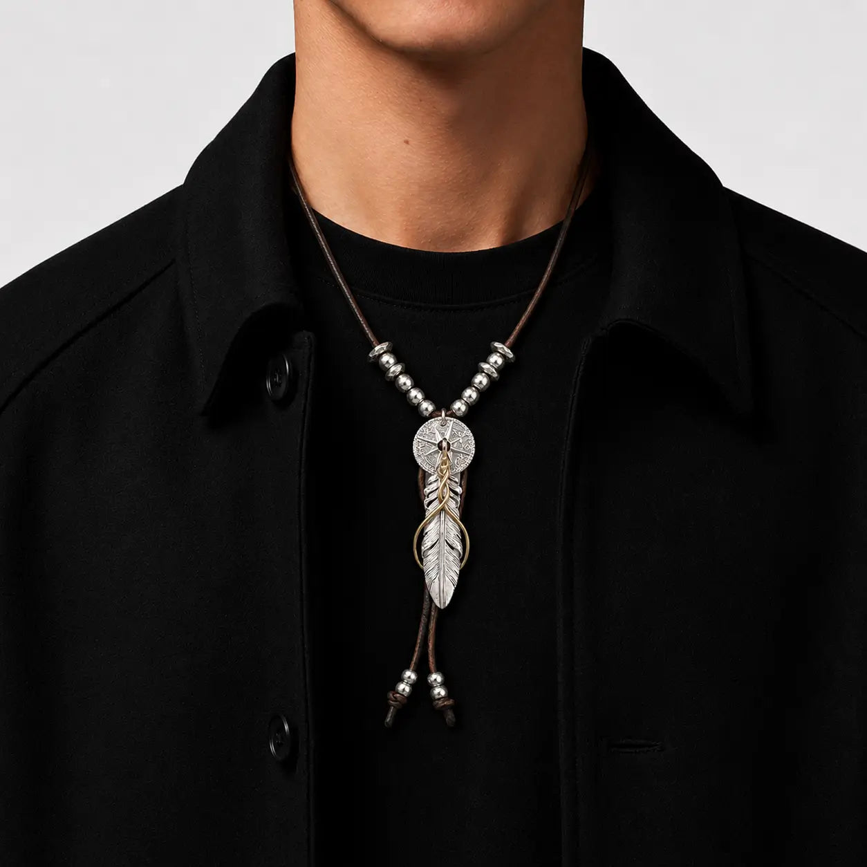 Horizon Blue Rail Feather Sun Crest Pendant