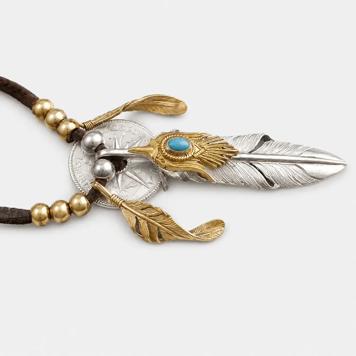 Horizon Blue Silver Feather Sun Crest Set Pendant