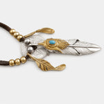 Horizon Blue Silver Feather Sun Crest Set Pendant