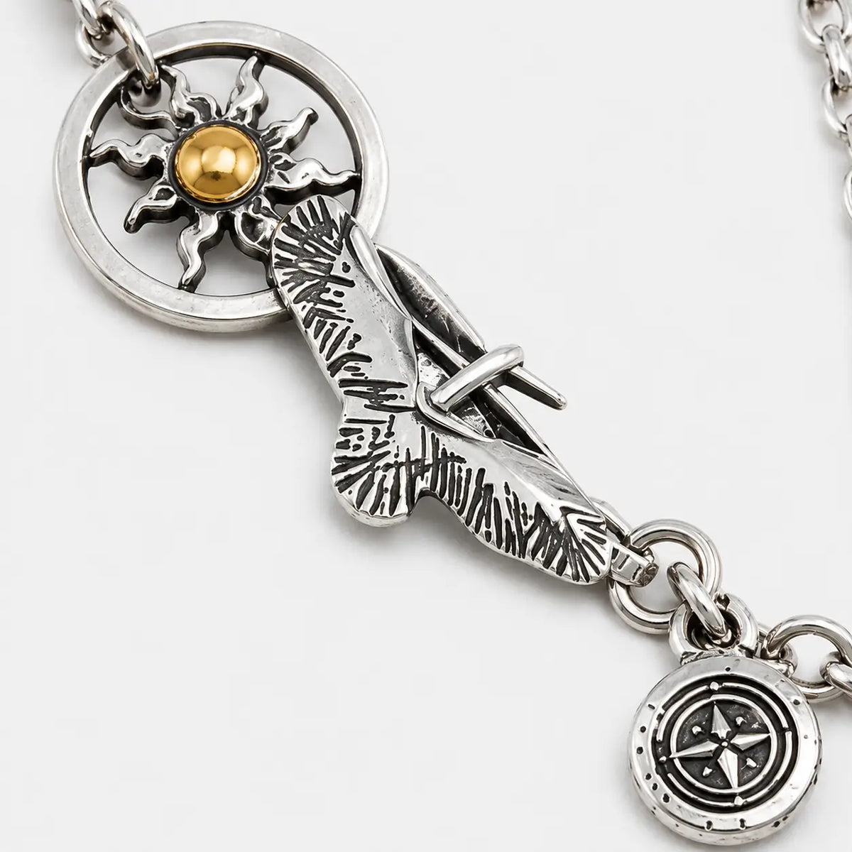 Horizon Blue Sun Stone with Eagle Head Bail & Suncrest Set