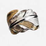 Horizon Blue Wide Feather Ring/Point Gold
