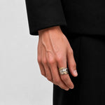 Horizon Blue Wide Feather Ring/Point Gold
