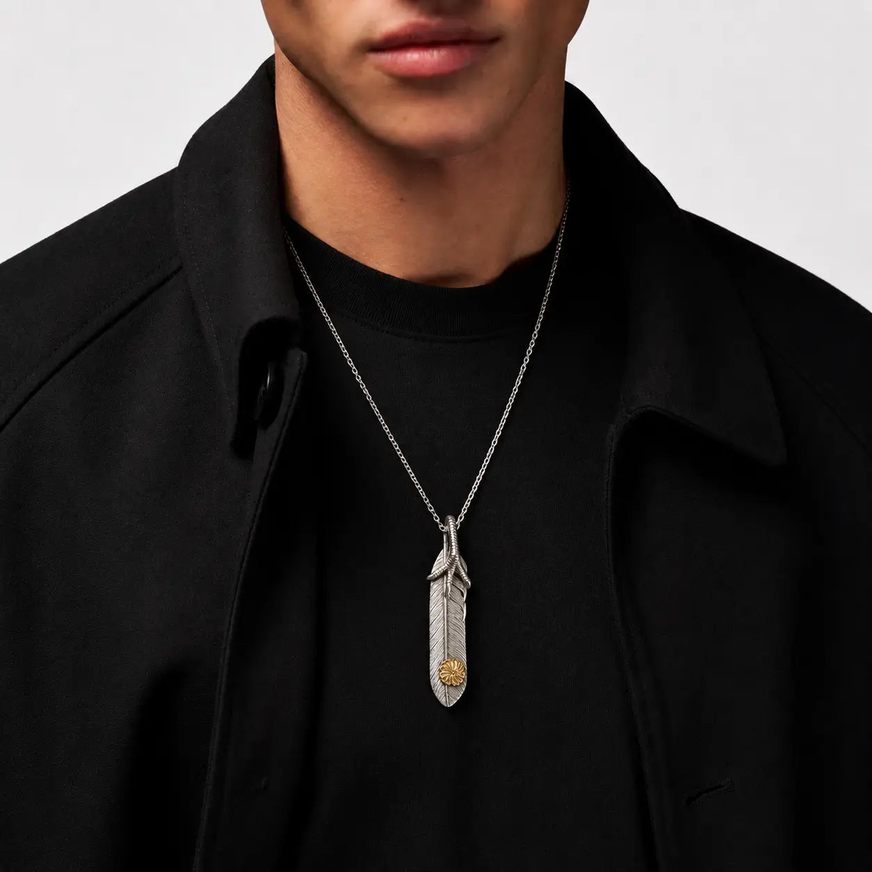 Ken Kikuchi K24 Point Feather with Claw Pendant