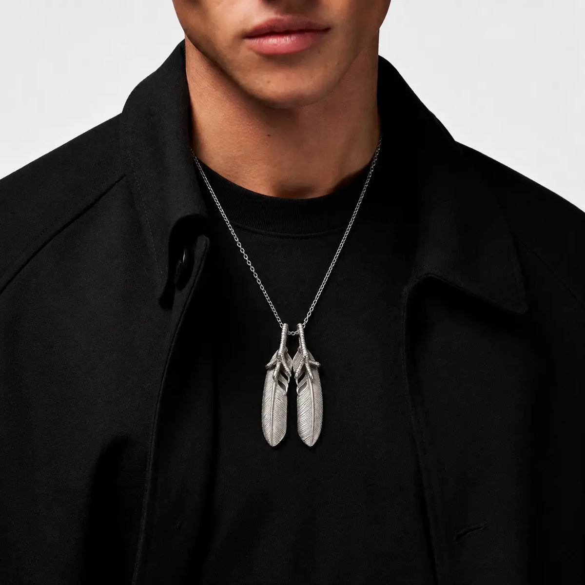 Ken Kikuchi Silver Feather with Claw Pendant