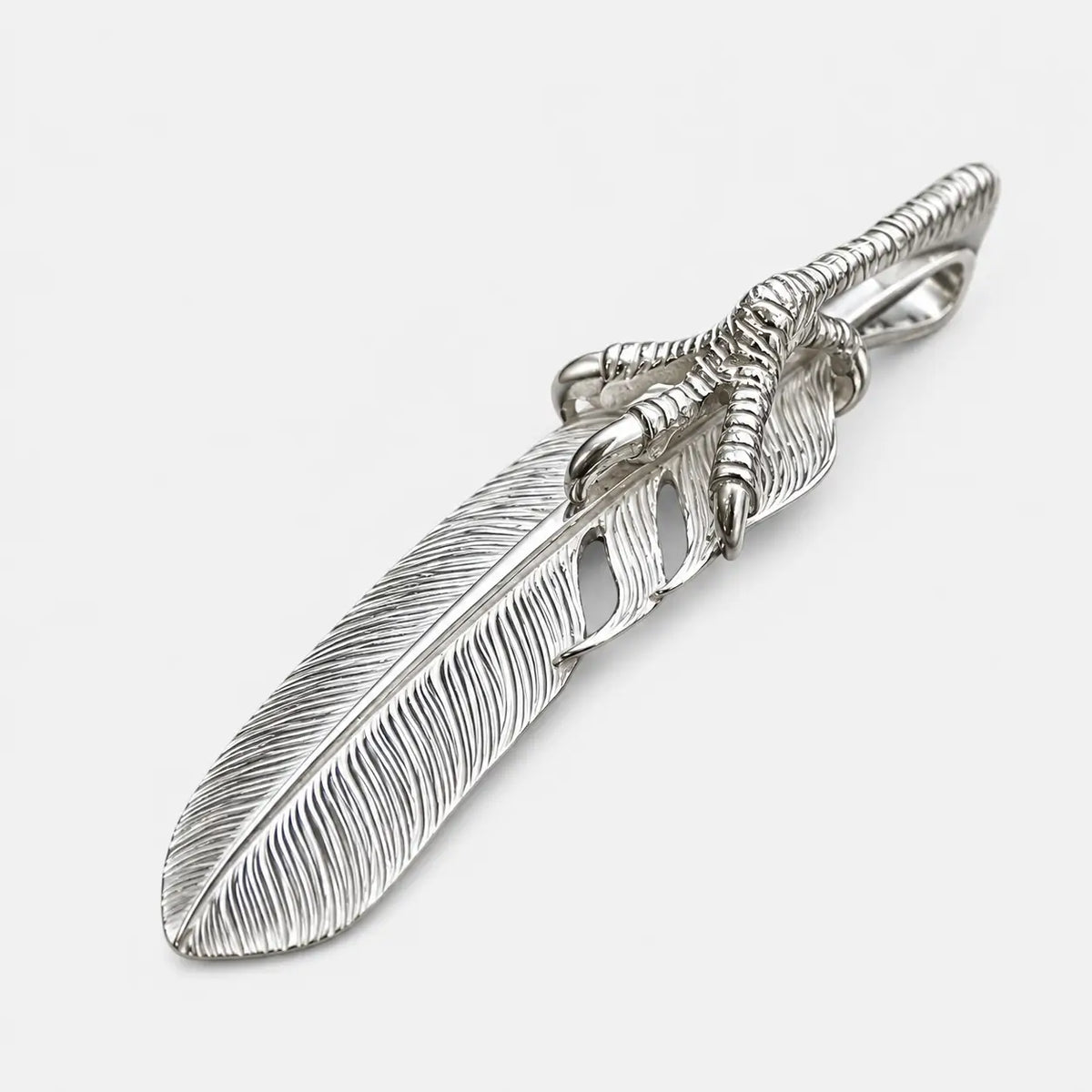 Ken Kikuchi Silver Feather with Claw Pendant