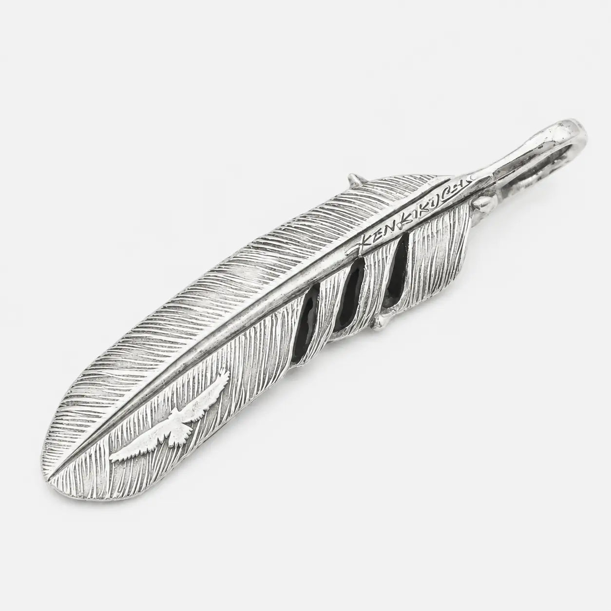 Ken Kikuchi Silver Feather with Claw Pendant