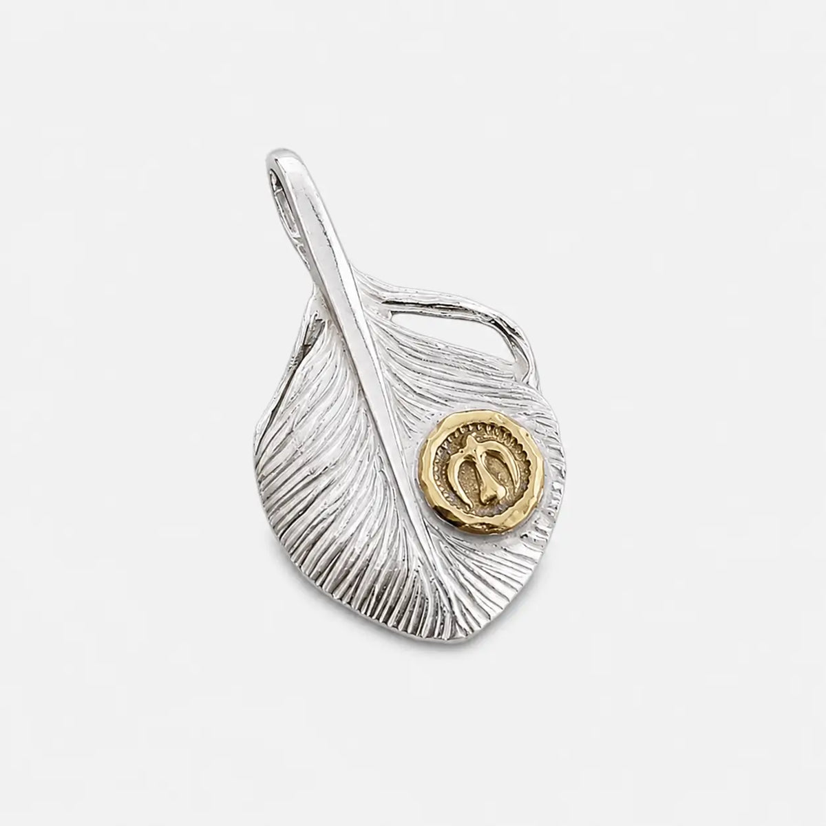 Ken Kikuchi Small K24 Point Silver Feather Pendant F-35/F-36