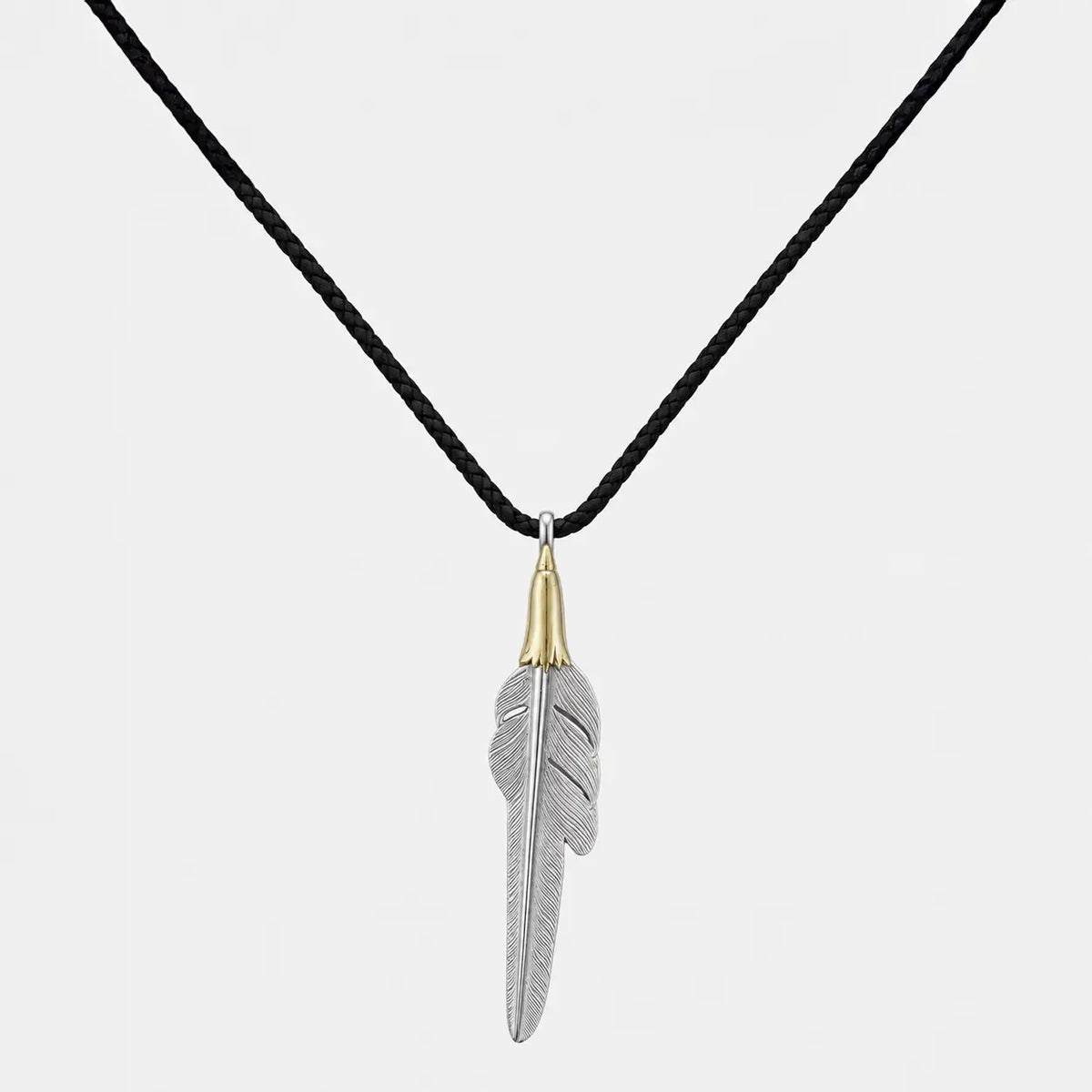 Larry Smith Copper Eagle Head Wind Cut Feather Pendant