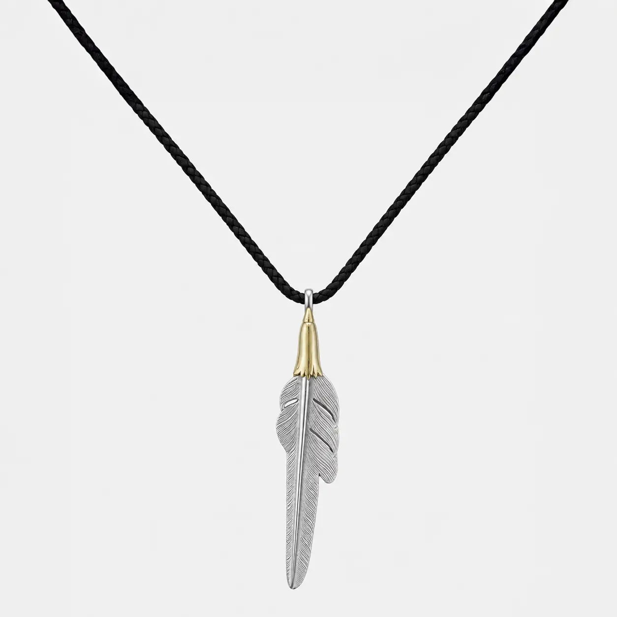 Larry Smith Copper Eagle Head Wind Cut Feather Pendant