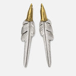 Larry Smith Copper Eagle Head Wind Cut Feather Pendant