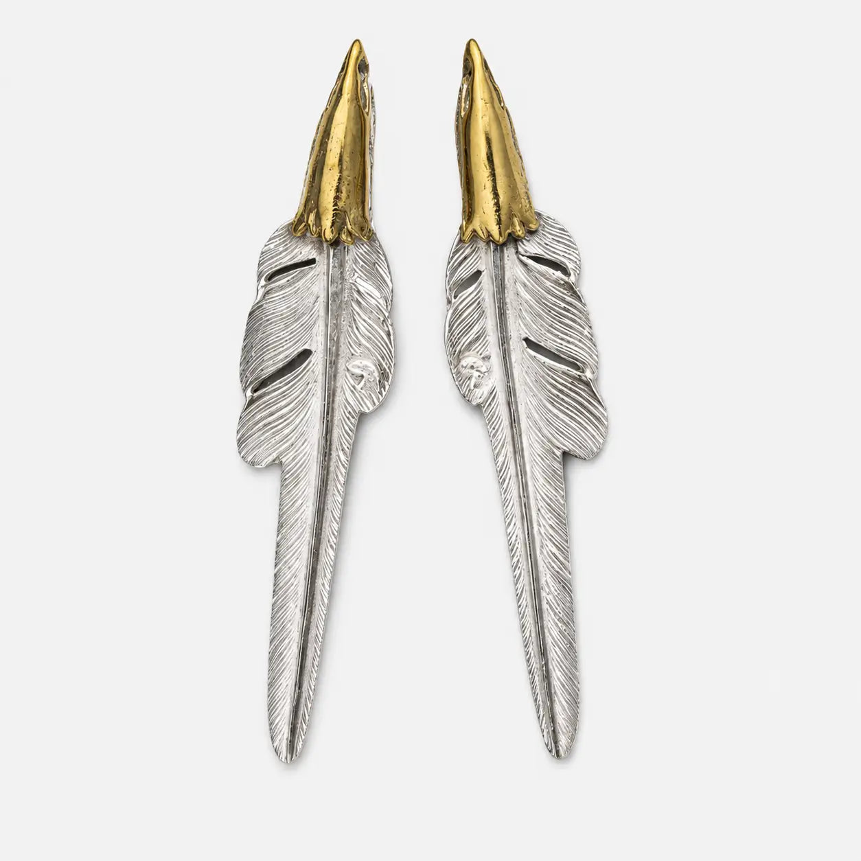 Larry Smith Copper Eagle Head Wind Cut Feather Pendant