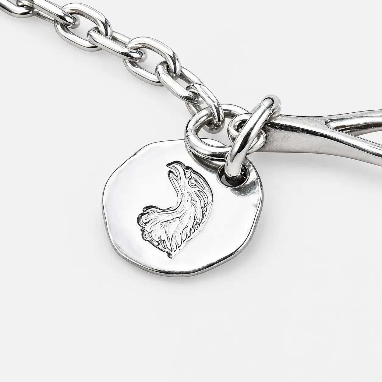 Larry Smith Rose & Stamped Eagle Head Necklace