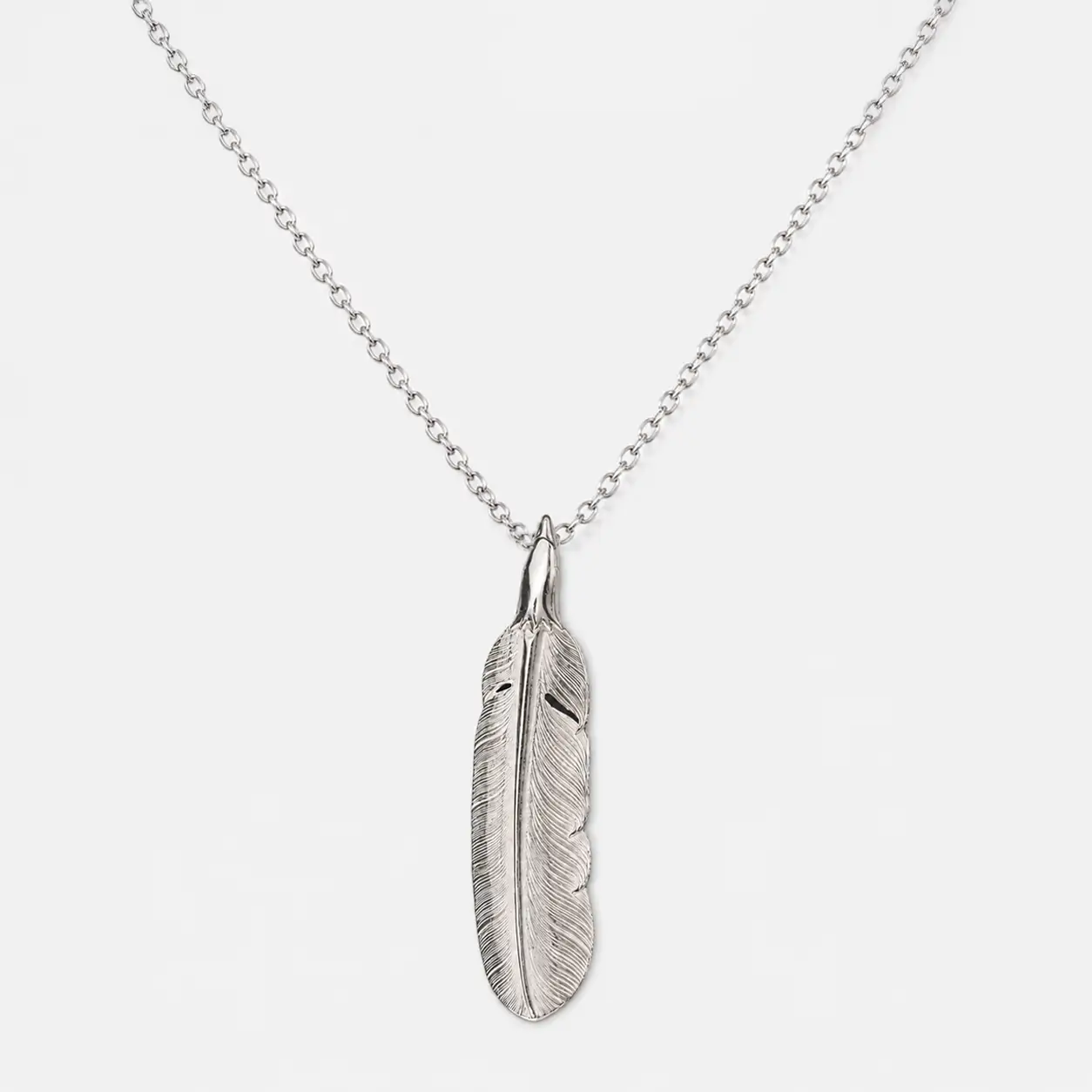 Larry Smith Silver Eagle Head Feather Pendant