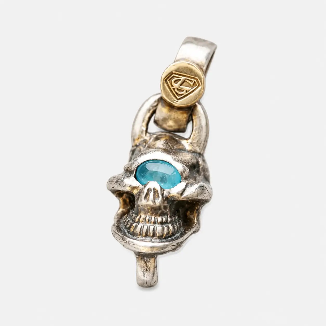 Stop Light Co Single Skull Top and Blue Topaz Eye with K18 Stamp