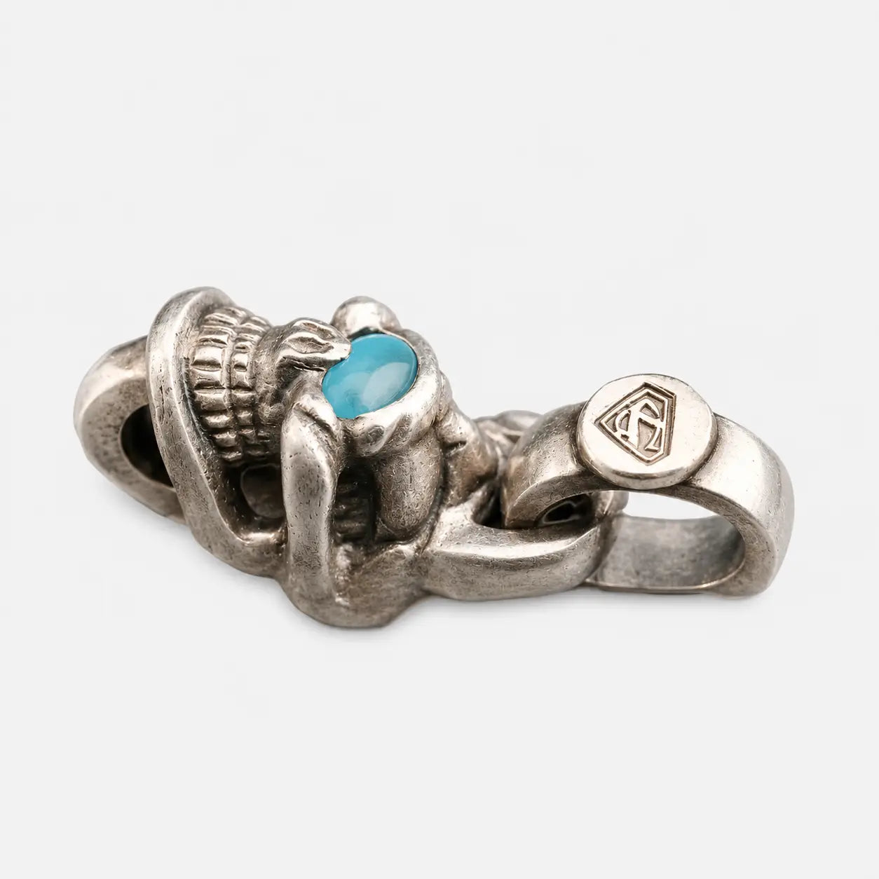 Stop Light Co Single Skull Top and Blue Topaz Eye with K18 Stamp