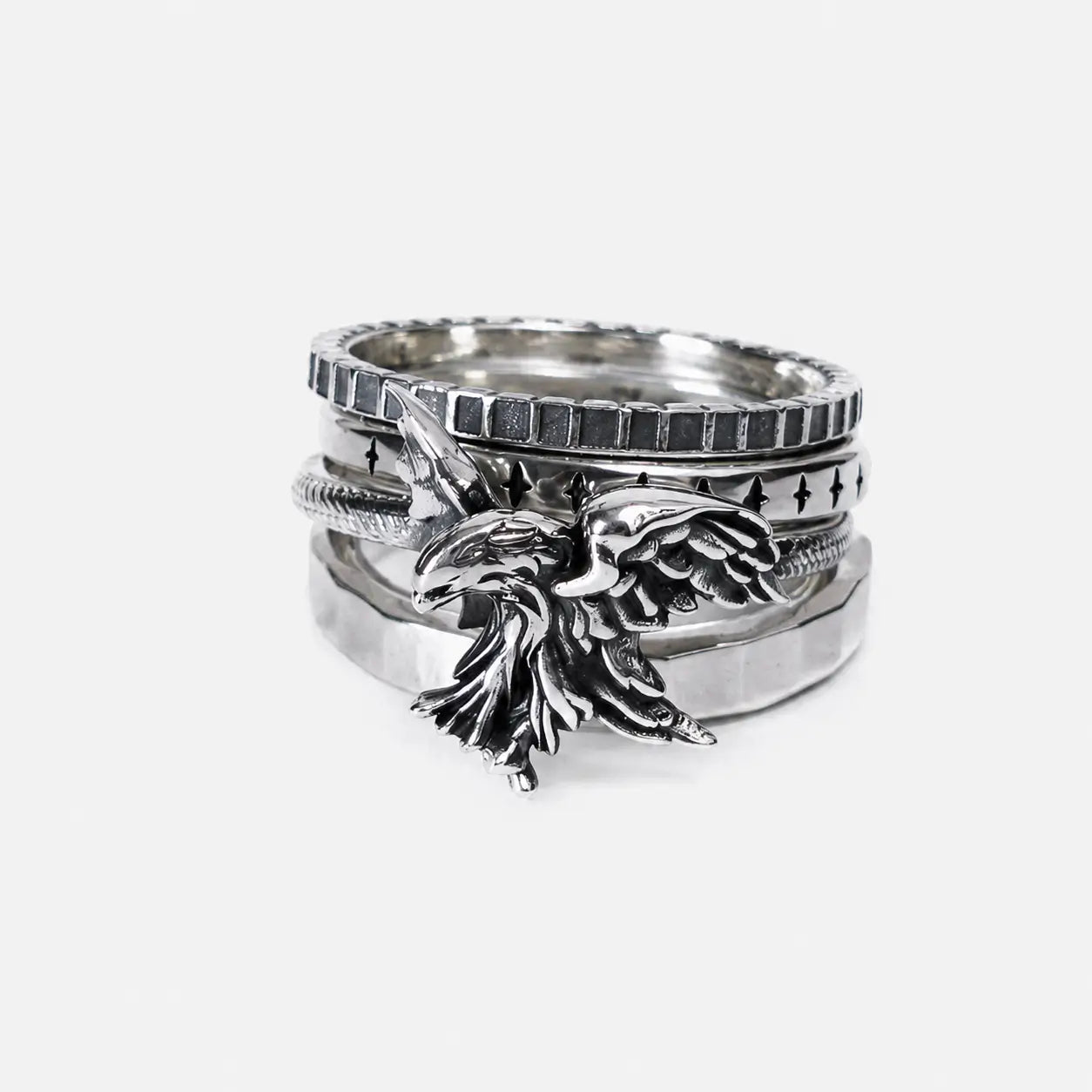 Werkstatt München 4 Silver Ring Combination Eagle