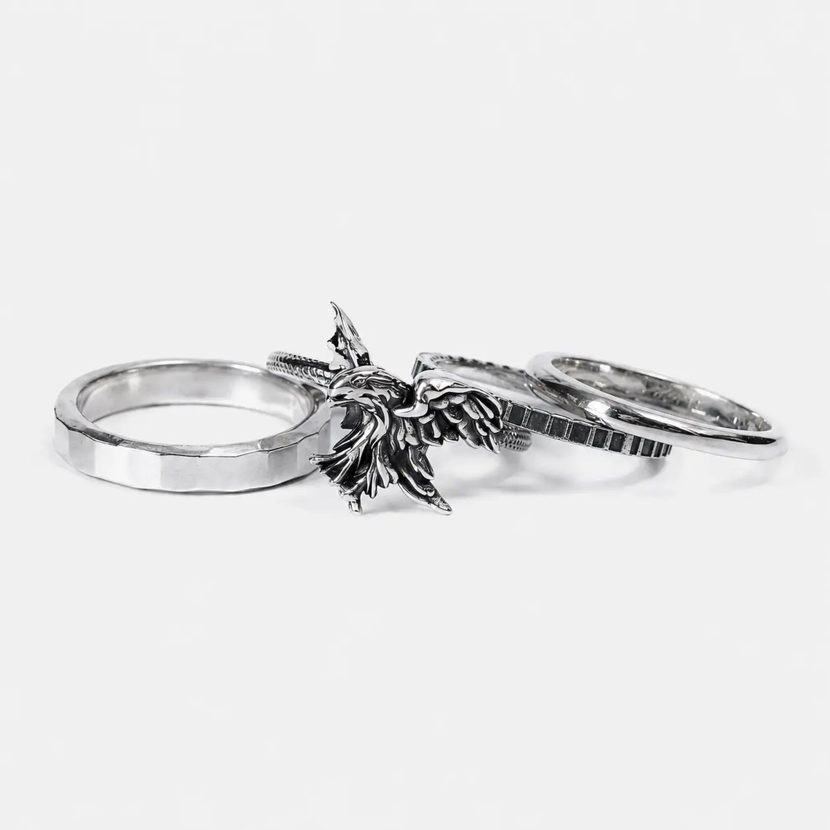 Werkstatt München 4 Silver Ring Combination Eagle