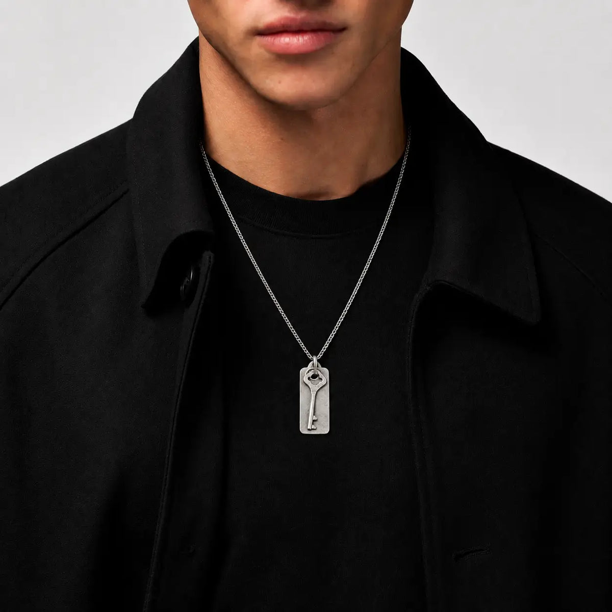 Werkstatt München Fine Chain Key + Tag Necklace
