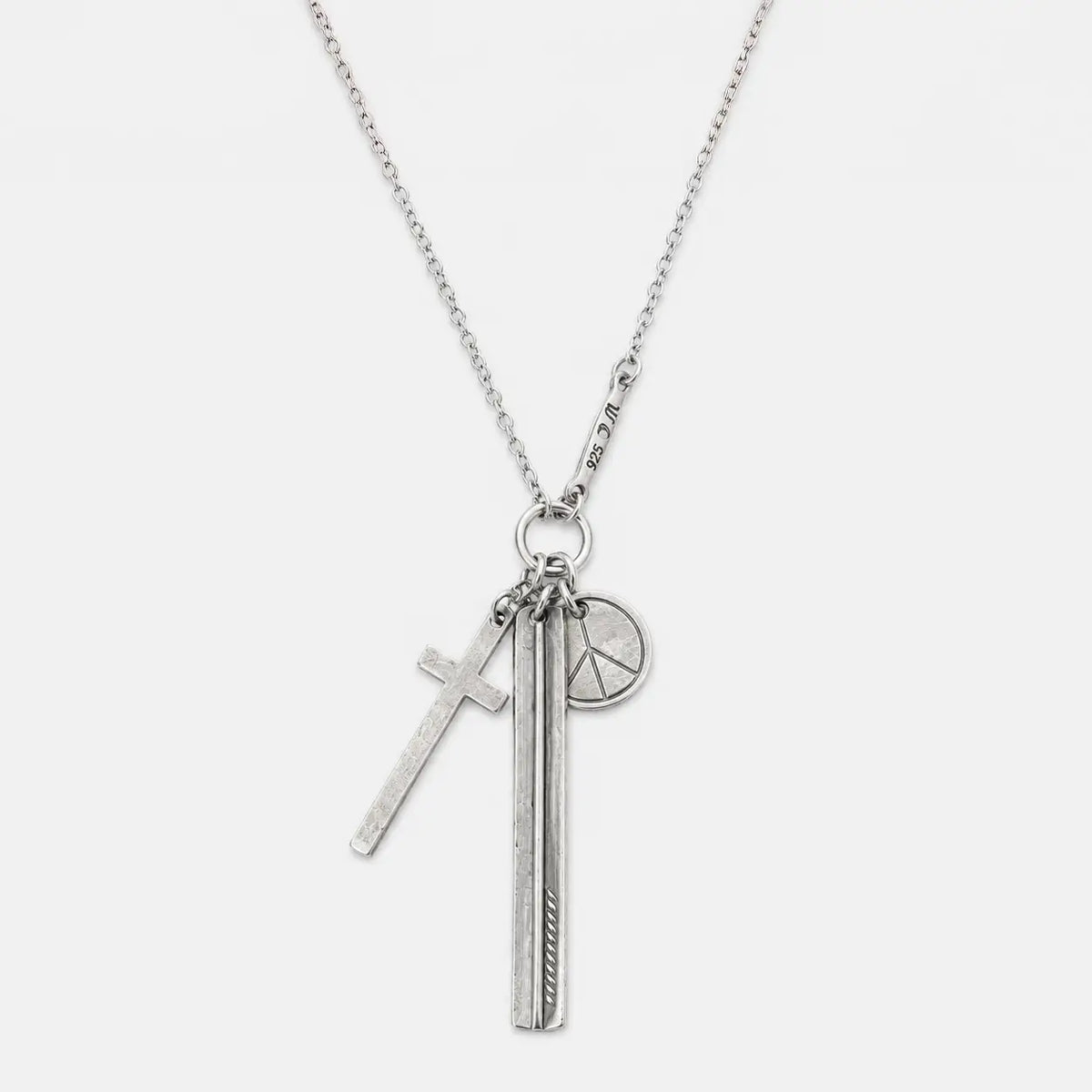 Werkstatt München Silver Cross Peace And Bar Necklace