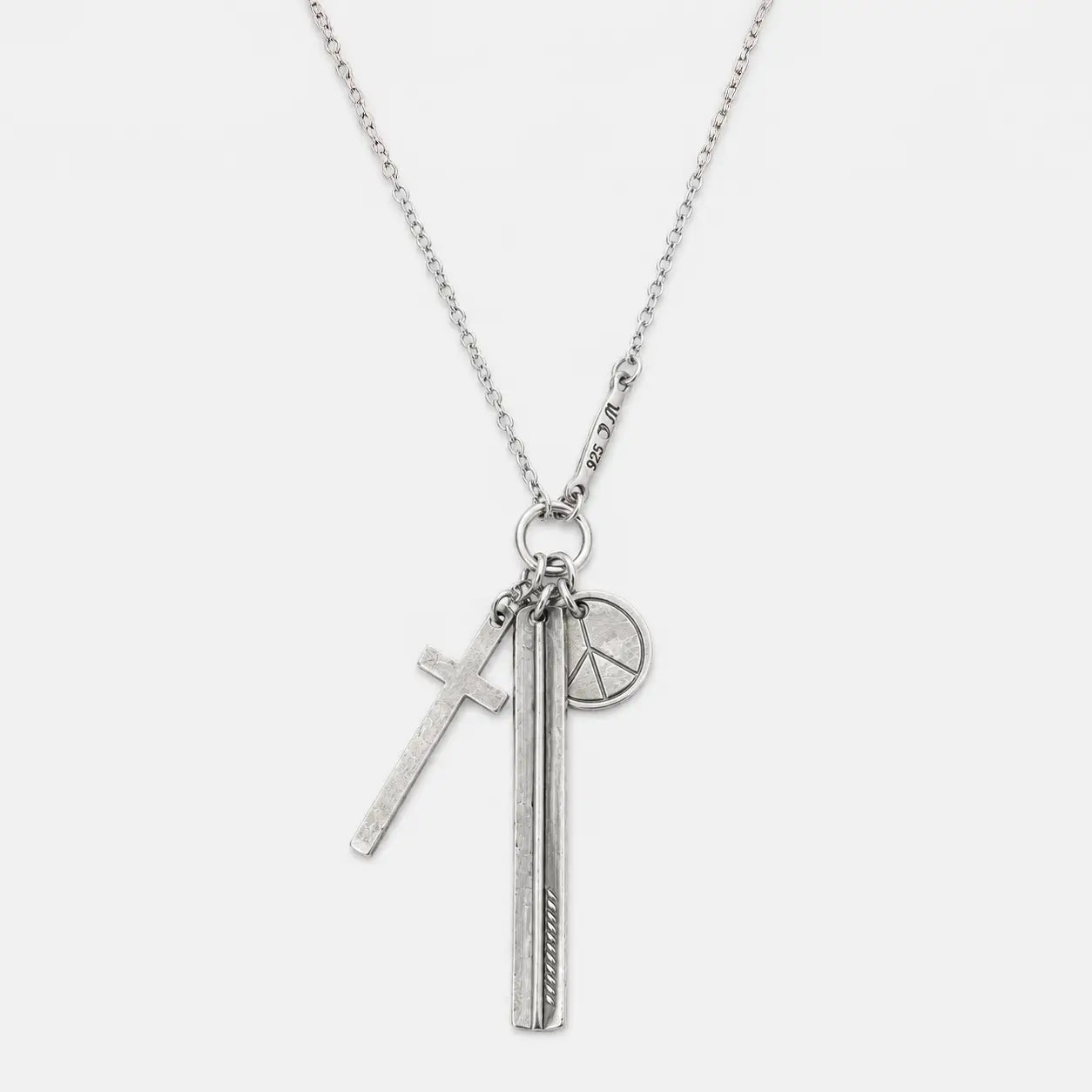 Werkstatt München Silver Cross Peace And Bar Necklace
