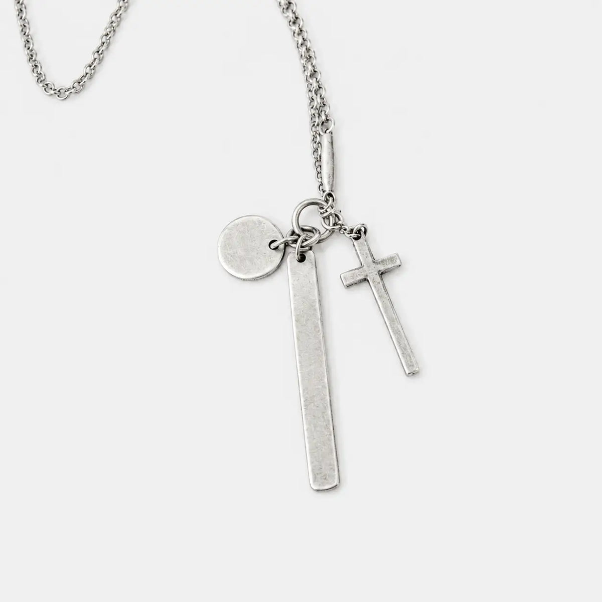 Werkstatt München Silver Cross Peace And Bar Necklace